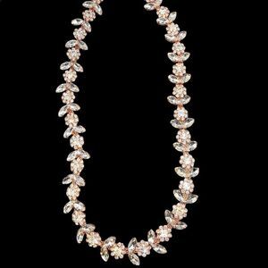 Sweet & V new in box rhinestone rose gold tone floral necklace adjustable